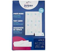 Avery - 40 porte-noms imprimables micro-perforés au format 120 x 45 mm - cartes de table personnalisables pour mariages, repas d’affaires et événements festifs