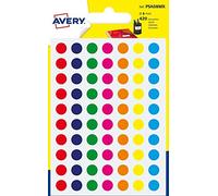 AVERY - 420 pastilles, Planche A6, Assorties, 8 mm