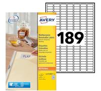 Avery Étiquettes Amovibles Blanches Personnalisables 25,4 x 10mm L4731REV-25 Impression Laser et Jet d'Encre 4275 Étiquettes