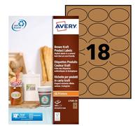 Avery zweckform l7103-25 lot de 25 feuilles de 450 étiquettes ovales et rectangulaires marron 42,3 x 63,5 mm
