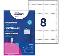 Avery Porte-badge 4822 – plastique transparent, pince métal, 60x90 mm, 32 inserts imprimables