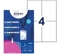 Avery 4834 10 pochettes badges grand format + 10 tours de cou noirs | 105 × 148 mm