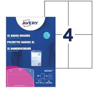 Avery 4834XL 50 pochettes badges grand format + 52 inserts microperforés | 50 pochettes badges + inserts imprimables A6
