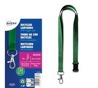 Avery 4842G 10 tours de cou recyclés avec mousqueton, 44 × 1,5 cm, Vert | 10 tours de cou recyclés mousqueton Vert , 44 × 1,5 cm