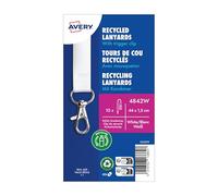 Avery Tour de cou pour badge – polyester blanc recyclé avec mousqueton – pochette de 10