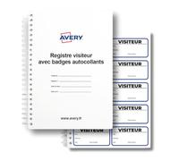 Avery 4850S-THR 1 registre visiteurs avec badges autocollants et duplicata | Registre visiteurs 250 badges autocollants