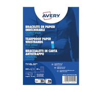 AVERY - 500 bracelets d’identification en papier Tyvek Bleu Fluo 19 mm - Résistants à l’eau et à la déchirure - Fermeture adhésive anti-fraude - Usage événementiel professionnel
