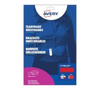 AVERY - 500 bracelets d’identification en papier Tyvek Rouge Fluo 19 mm - Résistants à l’eau et à la déchirure - Fermeture adhésive anti-fraude - Usage événementiel professionnel
