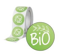 Avery - 500 Etiquettes Bio Rondes Autocollantes en rouleau - 35 mm - Bio - 1 rouleau de 500 Stickers pour entrepreneurs, smallbusiness, DIY, scrapbooking.