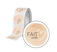 Avery - 500 Etiquettes Fait avec amour Rondes Autocollantes en rouleau - 35 mm - Fait avec amour - 1 rouleau de 500 Stickers pour entrepreneurs, smallbusiness, DIY, scrapbooking.