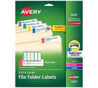 Avery 5026 XL File Folder Labels, 1/3 Cut, 15/16 x 3-7/16, assorti, 450/PK