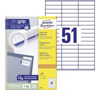Avery 5100 Etiquettes Autocollantes Multi-usages (51 par Feuille) - 70x16,9mm - Impression Laser - Jet d'Encre - Blanc (3420)