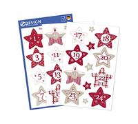 AVERY 52890 Zweckform Calendrier de l'Avent chiffres 24 étoiles (fabriqué en Allemagne, autocollants de Noël, papier, autocollants, chiffres d'étoiles, chiffres de l'Avent n° 1-24)
