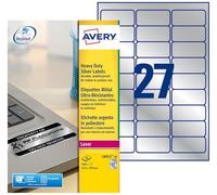 AVERY - 540 Étiquettes Ultra-Resistantes Couleur Métal Polyester Personnalisables - Format 63,5 x 29,6 mm - Impression Laser