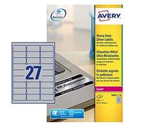 AVERY - 540 Étiquettes Ultra-Resistantes Couleur Métal Polyester Personnalisables - Format 63,5 x 29,6 mm - Impression Laser