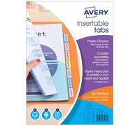 Avery 5622501 Double pochettes intercalaires à onglets imprimables | Double pochettes intercalaires à onglets imprimables, colorées