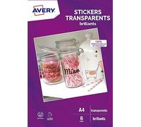 Papier créatif AVERY 6 Stikers transparents A4