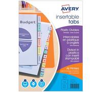 Avery 60400401 Intercalaires à onglets imprimables, 6 touches colorées | coloré