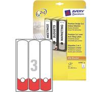 Avery 60x Étiquettes pour Dos de Classeur Rouge Format DIN A4 Large Long