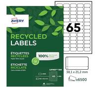 Avery Étiquettes 6500 – Blanches personnalisables 100% recyclées 38,1×21,2 mm Laser & jet d'encre