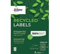 AVERY - 6500 Étiquettes Autocollantes Blanches Personnalisables - 100% Recyclées - Format 38 x 21,2 mm - Impression Laser et Jet d'Encre