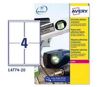Avery Étiquettes 80 ultra-résistantes personnalisables polyester 99,1×139 mm - Impression laser