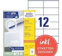 Avery 800 Etiquettes Autocollantes Multi-usages (12 par Feuille) - 105x48mm - Impression Laser - Jet d'Encre - Blanc (3424)