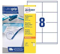 AVERY - 800 Étiquettes Multi-Usages UltraGrip Personnalisables - Sans Bourrage - Format 105 x 70 mm - Impression Laser, Jet d'Encre et Copieur