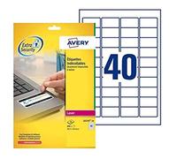 Avery Étiquettes polyester NoPeel L6145 – Indécollables – 45,7 x 25,4 mm – 800 étiquettes