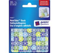 Avery 8365 Étui d'onglets adhésifs Repositionnables Fleurs Bleu/vert 51 x 38 mm 20 étiquettes (Import Royaume Uni)