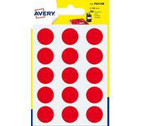 AVERY - 90 pastilles, Planche A6, Rouge, 19 mm