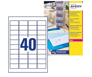 Avery 947895 Pack de 25 Feuilles d'étiquettes brillantes invisibles 45,7 x 25,4 mm