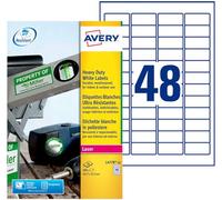 Avery Feuilles d'étiquette polyester 45,7×21,2 mm Blanc – Boîte 20 feuilles (960 étiquettes)