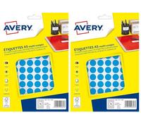 AVERY - 960 pastilles, Planche A5, Bleu, 15 mm (Lot de 2)