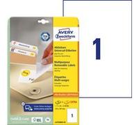 Avery - Adhésif amovible - blanc - A4 (210 x 297 mm) 25 étiquette(s) (25 feuille(s) x 1) étiquettes Blanc G