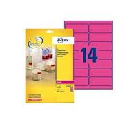 Avery Étiquettes autocollantes L7363P-25 — 350 étiquettes, 99,1×38,1 mm, rose fluo, laser