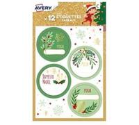 Avery - Auto-adhésif - diamètre 37 mm 12 étiquette(s) (3 feuille(s) x 4 étiquettes cadeaux G