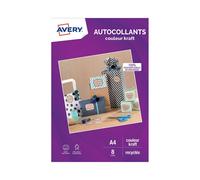 Avery Feuilles autocollantes recyclées A4 Kraft pour imprimantes jet d'encre ou laser Pack de 8