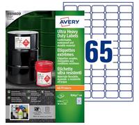 Avery Étiquettes ultra-résistantes polyéthylène 38 x 21 mm – 3250 étiquettes – Laser/Jet d'encre