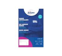 Avery Badge Autocollant Adhésif Textile - 200 Badges Autocollants Soie Acétate Blanche 80 x 50 mm - Impression Laser - Étiquettes Autocollantes - Badges Personnalisables Vêtements - Badge Avery