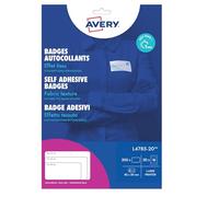 Avery Badges autocollants textile 80 x 50 mm – Soie acétate blanche – Impression laser – 200 pièces