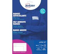 Avery Badge Autocollant Adhésif Textile - 240 Badges Autocollants Soie Acétate Blanche 40 x 75 mm - Impression Laser - Étiquettes Autocollantes - Badges Personnalisables Vêtements - Badge Avery