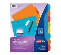Avery Big Tab 16130 Intercalaires en plastique durable pour classeurs à 3 anneaux, 8 onglets, multicolore vif, 24 ensembles, 192 onglets de séparation