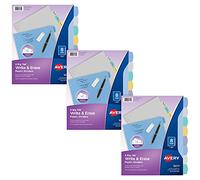 Avery Big Tab 31351 Lot de 3 intercalaires en plastique durable pour classeurs à 3 anneaux, 8 onglets, multicolore pastel