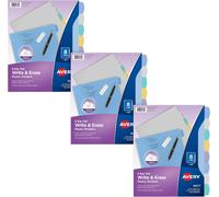 Avery Big Tab 31351 Lot De 3 Intercalaires En Plastique Durable Pour Classeurs À 3 Anneaux, 8 Onglets, Multicolore Pastel