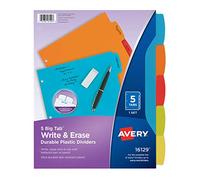 Avery Big Tab écrire et Effacer Plastique durable Intercalaires, 5 Multicolortabs, 1 Lot (16129)