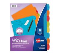 Avery Big Tab écrire et Erase durable Intercalaires en plastique, 8 onglets multicolores, 1 Lot (16130)