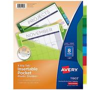 Avery Big Tab insérable Intercalaires en plastique avec poches, 8 onglets multicolores, Coque Lot de 24 (5007278211903)