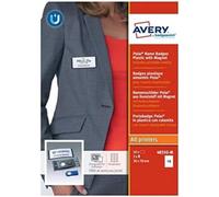 AVERY - Boite de 10 badges magnétiques type Polar gris anthracite avec aimant puissant, Format 30 x 65 mm
