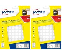 Avery Boite de 1536 Etiquettes multi usages 15 mm Blanc (Lot de 2)